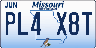 MO license plate PL4X8T