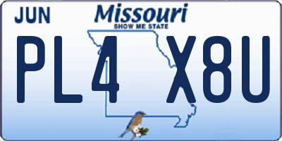 MO license plate PL4X8U