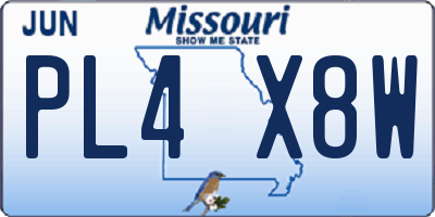 MO license plate PL4X8W