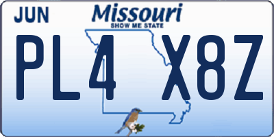 MO license plate PL4X8Z