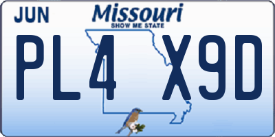 MO license plate PL4X9D