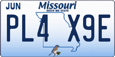 MO license plate PL4X9E