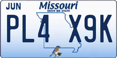 MO license plate PL4X9K