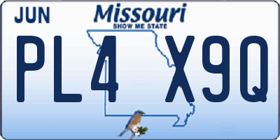 MO license plate PL4X9Q