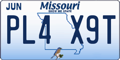 MO license plate PL4X9T