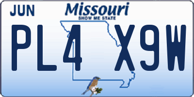 MO license plate PL4X9W