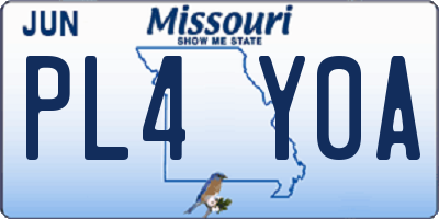 MO license plate PL4Y0A