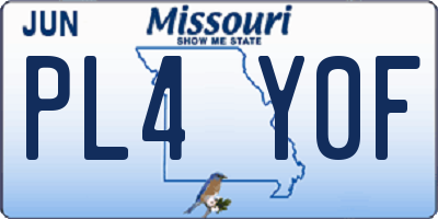 MO license plate PL4Y0F