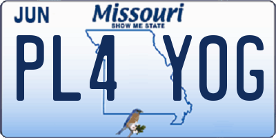MO license plate PL4Y0G