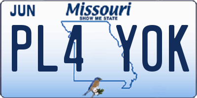 MO license plate PL4Y0K