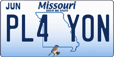 MO license plate PL4Y0N