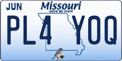 MO license plate PL4Y0Q