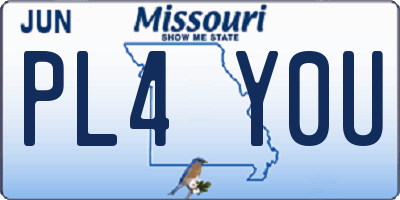 MO license plate PL4Y0U