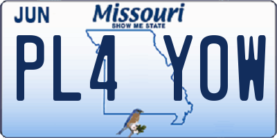 MO license plate PL4Y0W