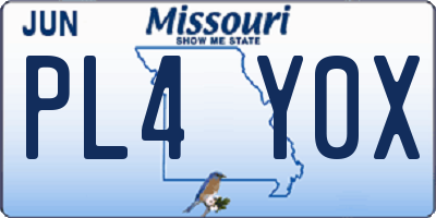 MO license plate PL4Y0X