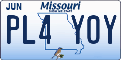 MO license plate PL4Y0Y