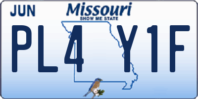 MO license plate PL4Y1F