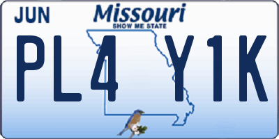 MO license plate PL4Y1K