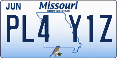 MO license plate PL4Y1Z