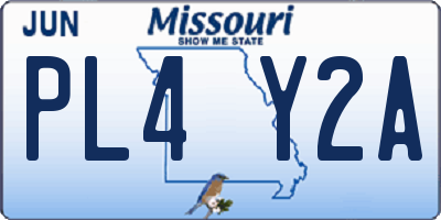 MO license plate PL4Y2A