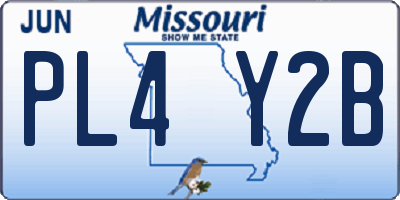 MO license plate PL4Y2B
