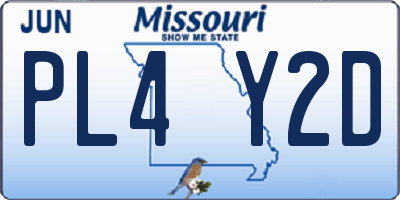 MO license plate PL4Y2D