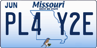MO license plate PL4Y2E