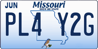 MO license plate PL4Y2G
