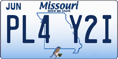 MO license plate PL4Y2I