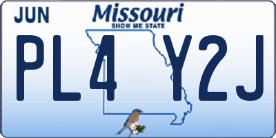 MO license plate PL4Y2J
