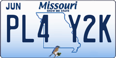 MO license plate PL4Y2K