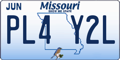MO license plate PL4Y2L