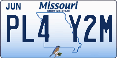 MO license plate PL4Y2M