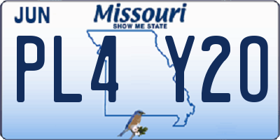 MO license plate PL4Y2O