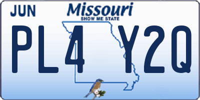 MO license plate PL4Y2Q