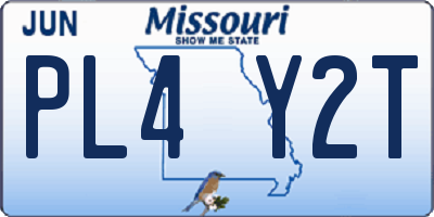 MO license plate PL4Y2T