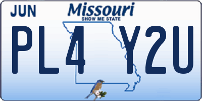 MO license plate PL4Y2U
