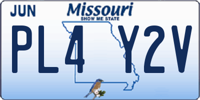 MO license plate PL4Y2V
