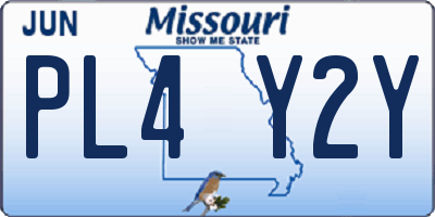 MO license plate PL4Y2Y