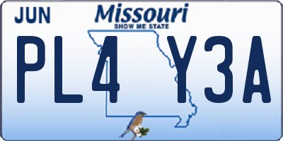 MO license plate PL4Y3A