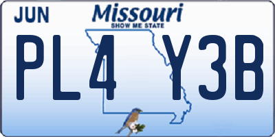 MO license plate PL4Y3B