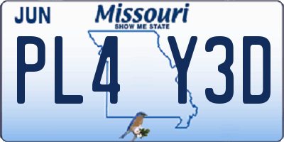 MO license plate PL4Y3D