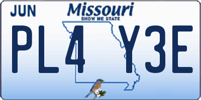 MO license plate PL4Y3E
