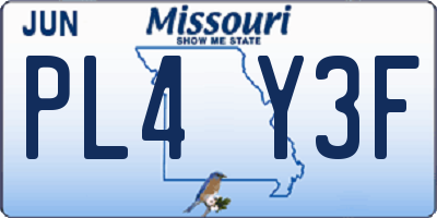 MO license plate PL4Y3F