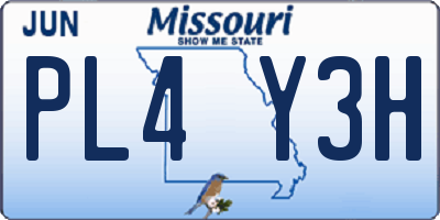 MO license plate PL4Y3H