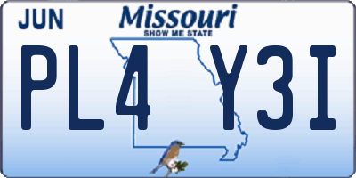 MO license plate PL4Y3I