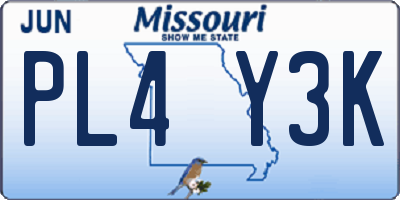 MO license plate PL4Y3K