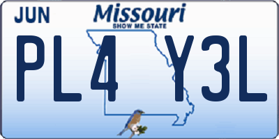 MO license plate PL4Y3L