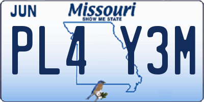 MO license plate PL4Y3M