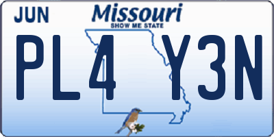 MO license plate PL4Y3N
